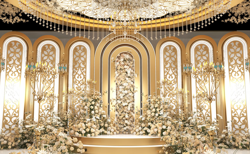 广安香槟色调婚礼堂效果展示